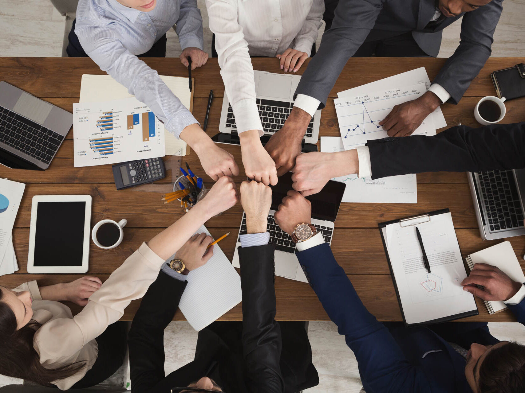 Group of people fist bump assemble together (Demo)